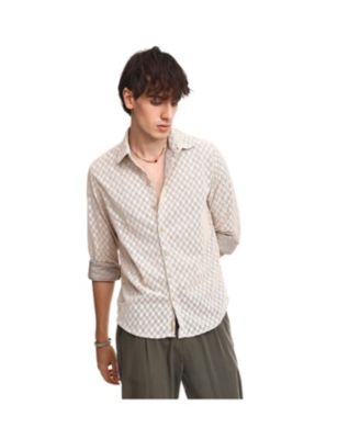 Рубашка Campus Sutra Men's Saltbox Beige Checkered-Textured