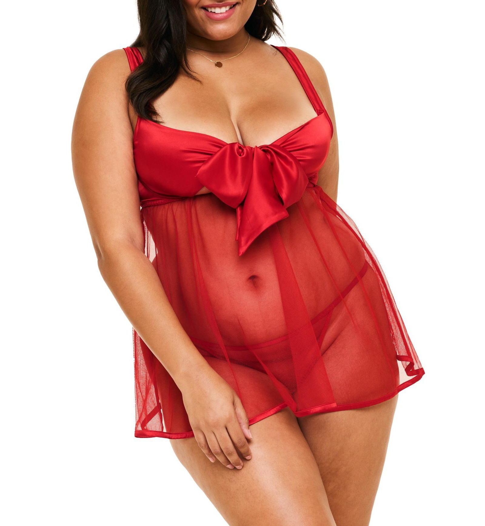 Adore Me Plus Size Bessima Babydoll and G-String Set Lingerie