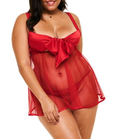 Adore Me Plus Size Bessima Babydoll and G-String Set Lingerie