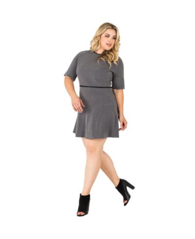 Standards & Practices Plus Size A-Line Suiting Zipper Mini Dress