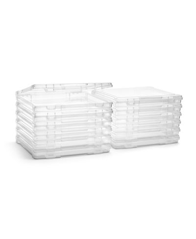 Sorbus Set of 12 Thin Clear Stackable Portable Project Case Fits 10"x12" - Snap-Tight Closure, Ideal for Board Games, Crafts and Office Supplies