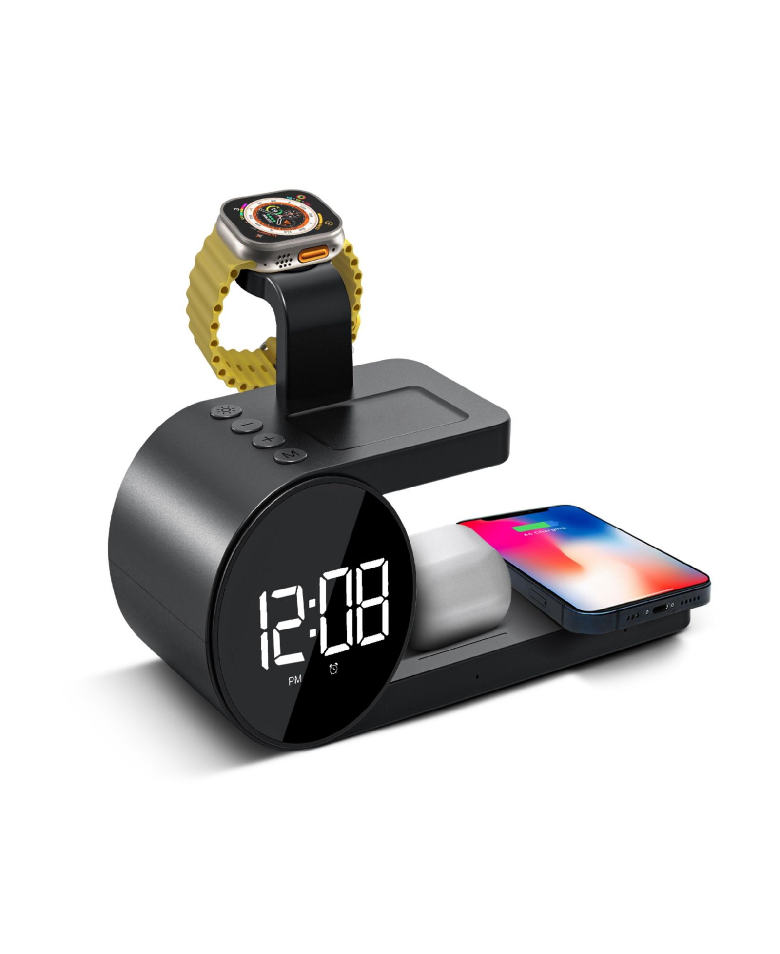 Brookstone 3-in-1 Беспроводная зарядная станция и будильник для iPhone, AirPods и Apple Watch