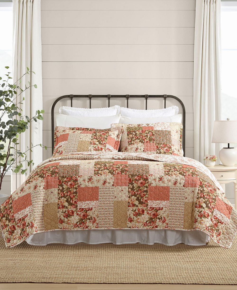 Laura Ashley Harrietta Patchwork Reversible 3-Pc. Quilt Set, King