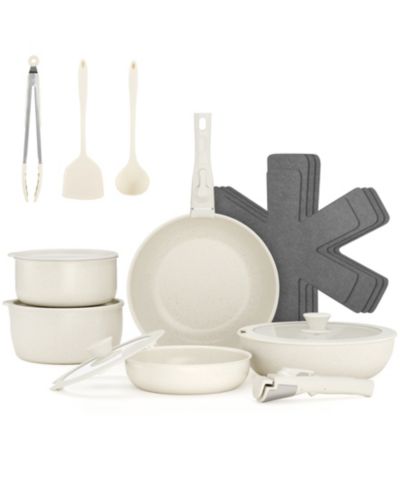Набор посуды SUGIFT 18-Piece Non-Stick с силиконовыми инструментами, съемными ручками