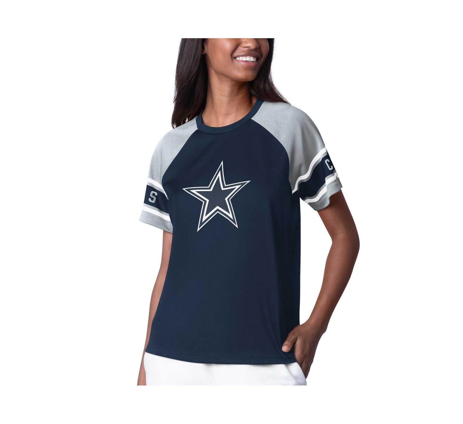 Женский топ Starter Navy Dallas Cowboys 1st Rounder Color Block Raglan