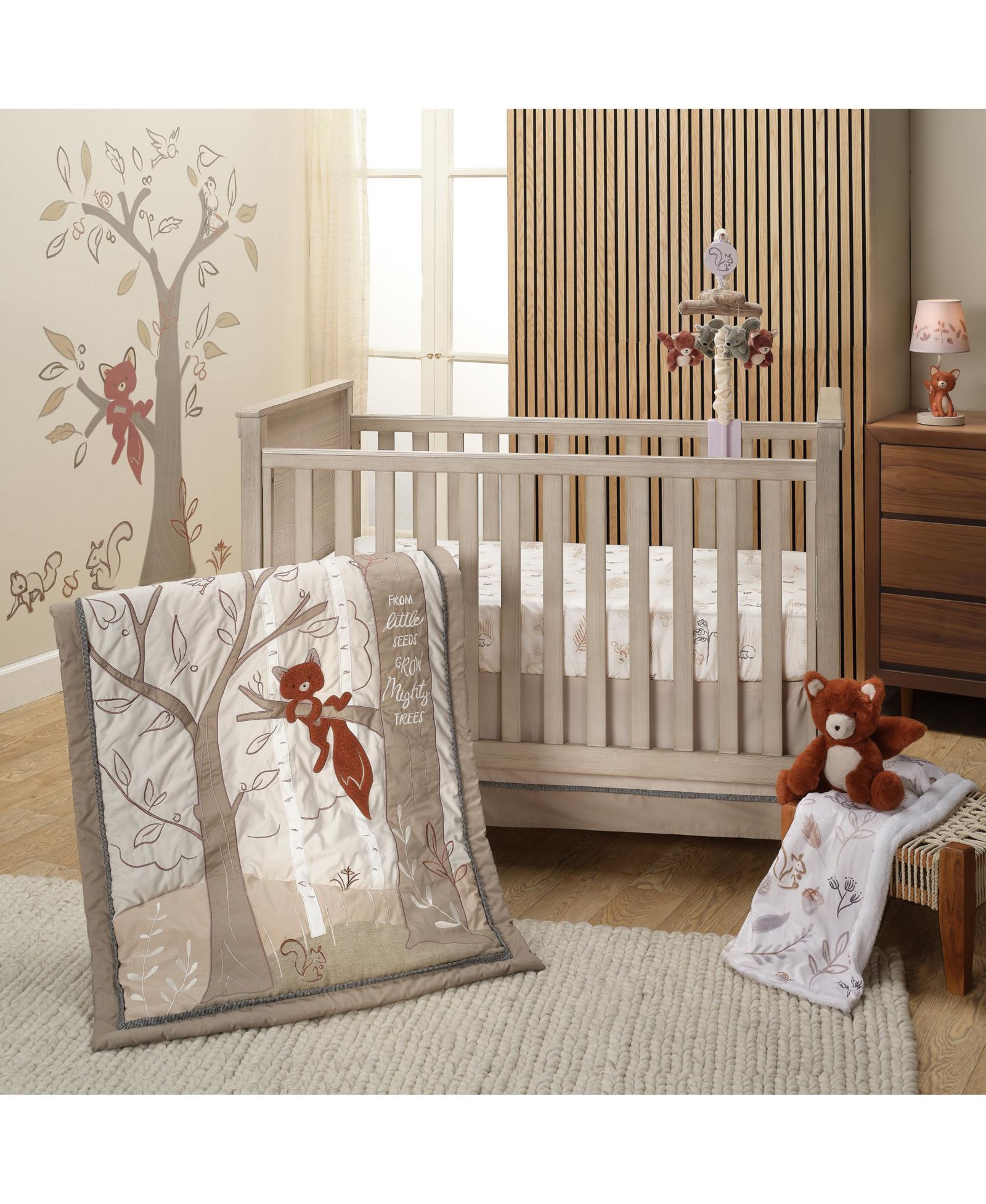 Детский набор постельного белья Lambs & Ivy Lambs and Ivy Treetop Fox Woodland Tree Nursery 3-Piece Baby Crib Bedding Set