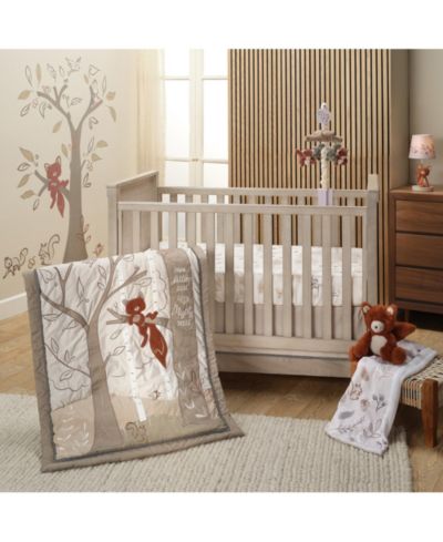 Детский набор постельного белья Lambs & Ivy Lambs and Ivy Treetop Fox Woodland Tree Nursery 3-Piece Baby Crib Bedding Set
