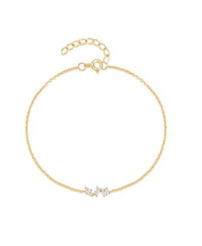 Dloria браслет Hollywood Sensation 18K Gold Plated Sterling Silver Chain Link с камнями Cubic Zirconia