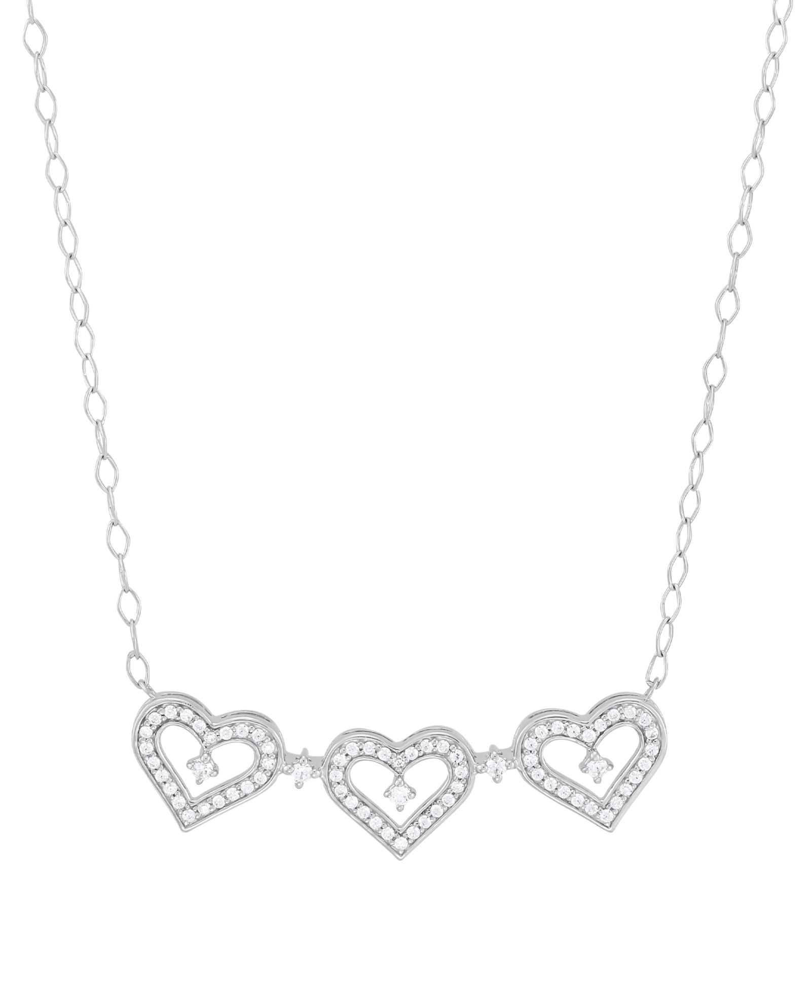 Diamond Triple Heart кулон 18" (1/4 ct. t.w.) из стерлингового серебра или позолоченного серебра 14k Gold-Plated