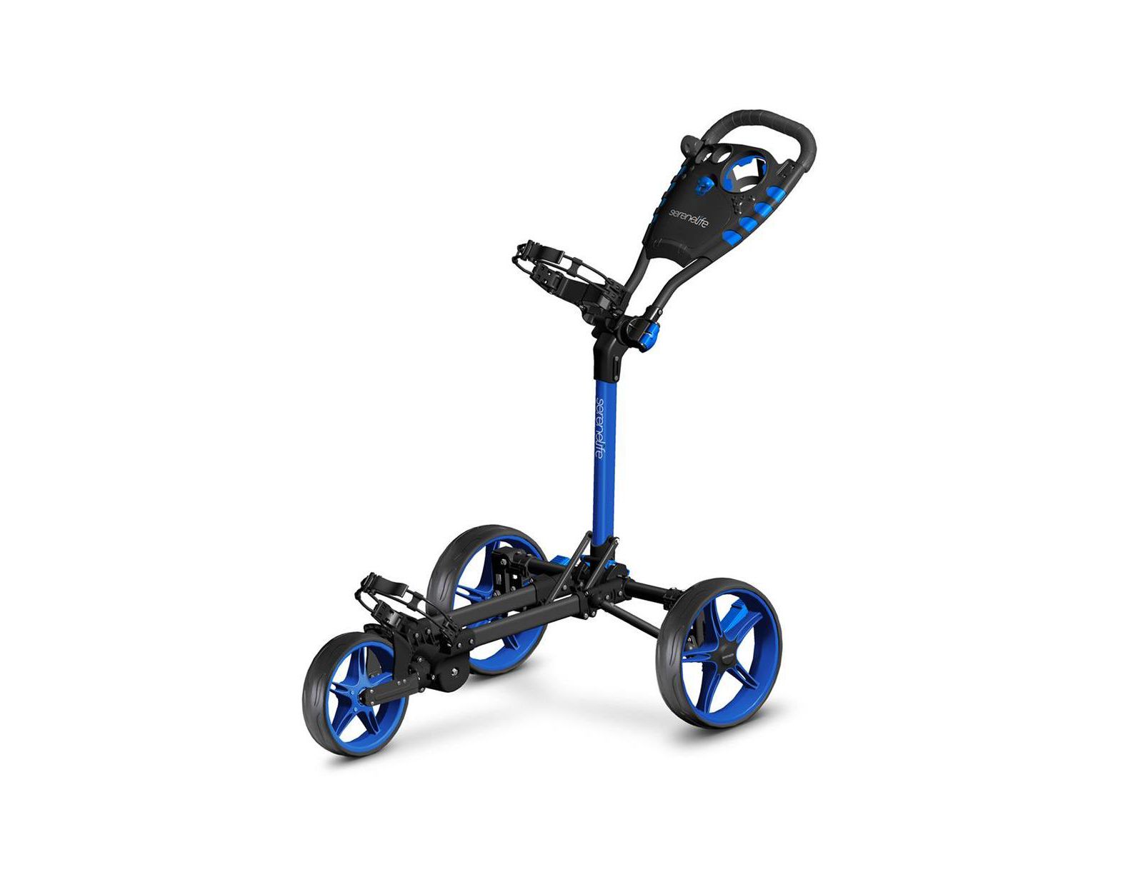 SereneLife Flat Fold 3-Wheel Golf Push Cart with Deluxe Scorecard and Umbrella Holder