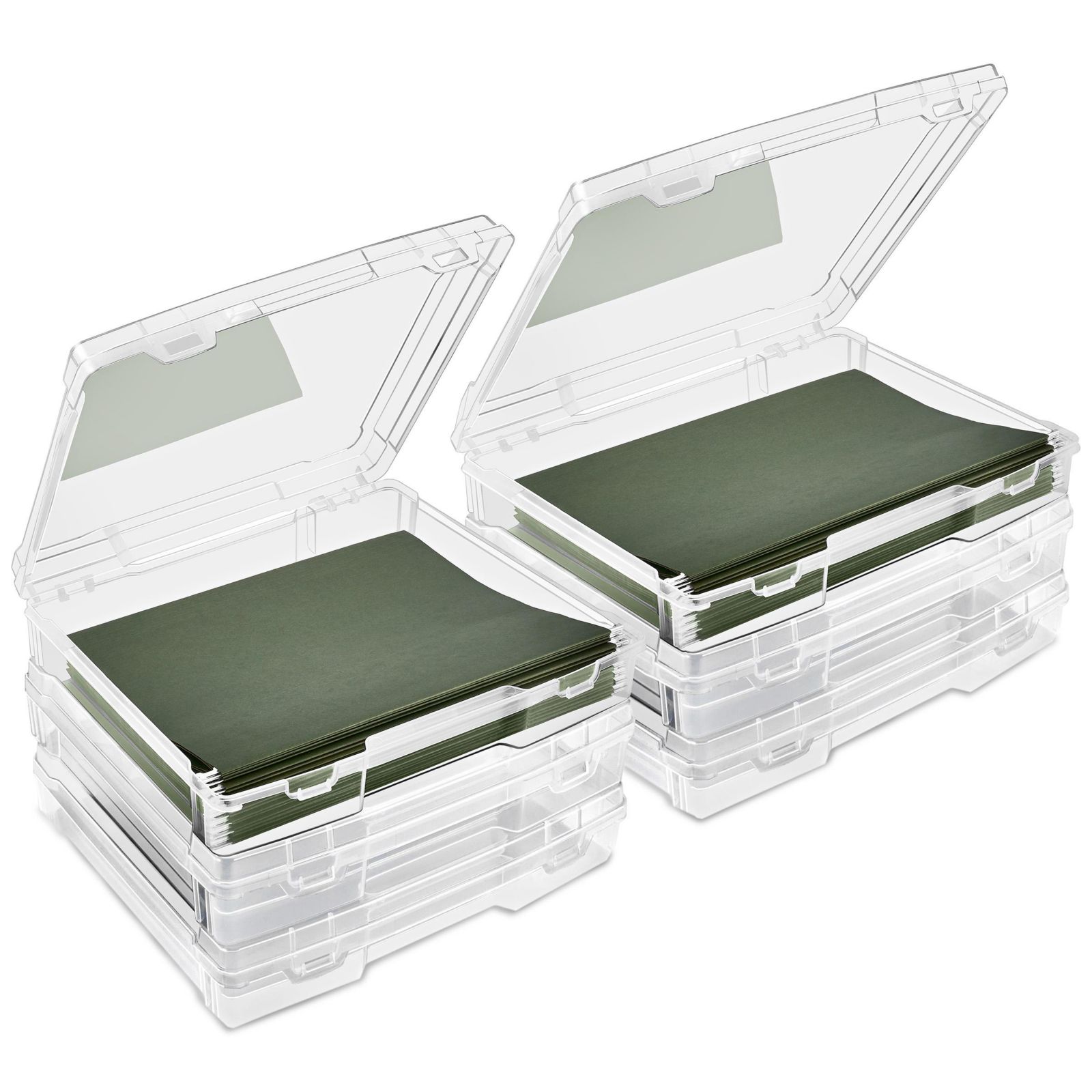 Sorbus Set of 6 Wide Hanging File Organizer Bin Clear Plastic Stackable for Document Storage