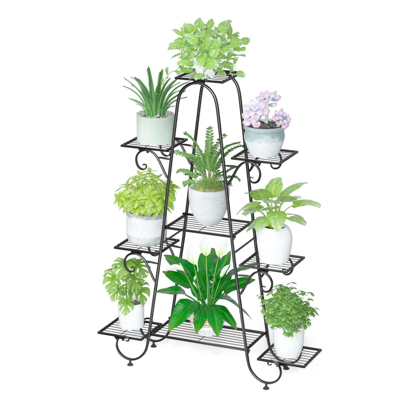 Металлическая стойка для растений UNHO 9 Tier для цветов и горшков, черная