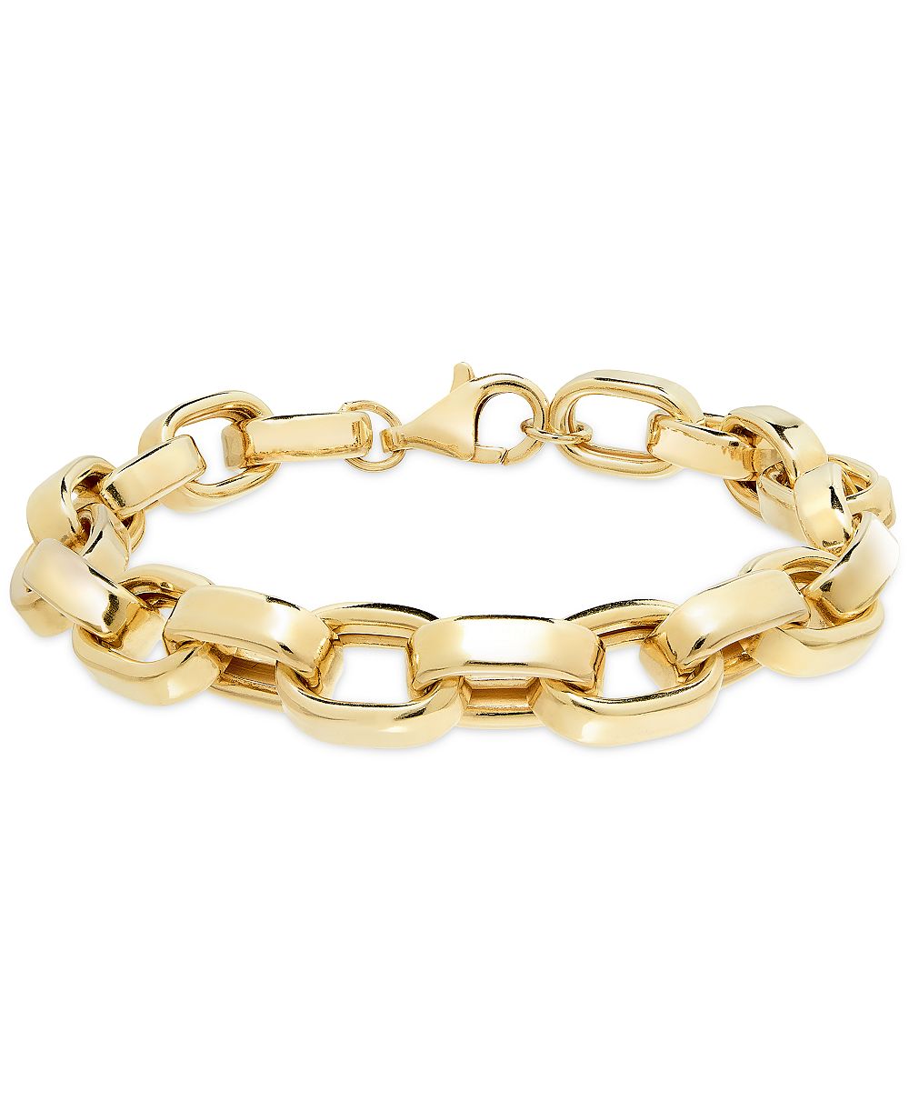 Браслет Macy's Polished Rolo Link, 14k Gold Over Sterling Silver