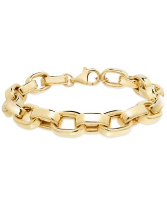 Macy's Polished Rolo Link Bracelet in 14k Gold Over Sterling Silver Made in Italy