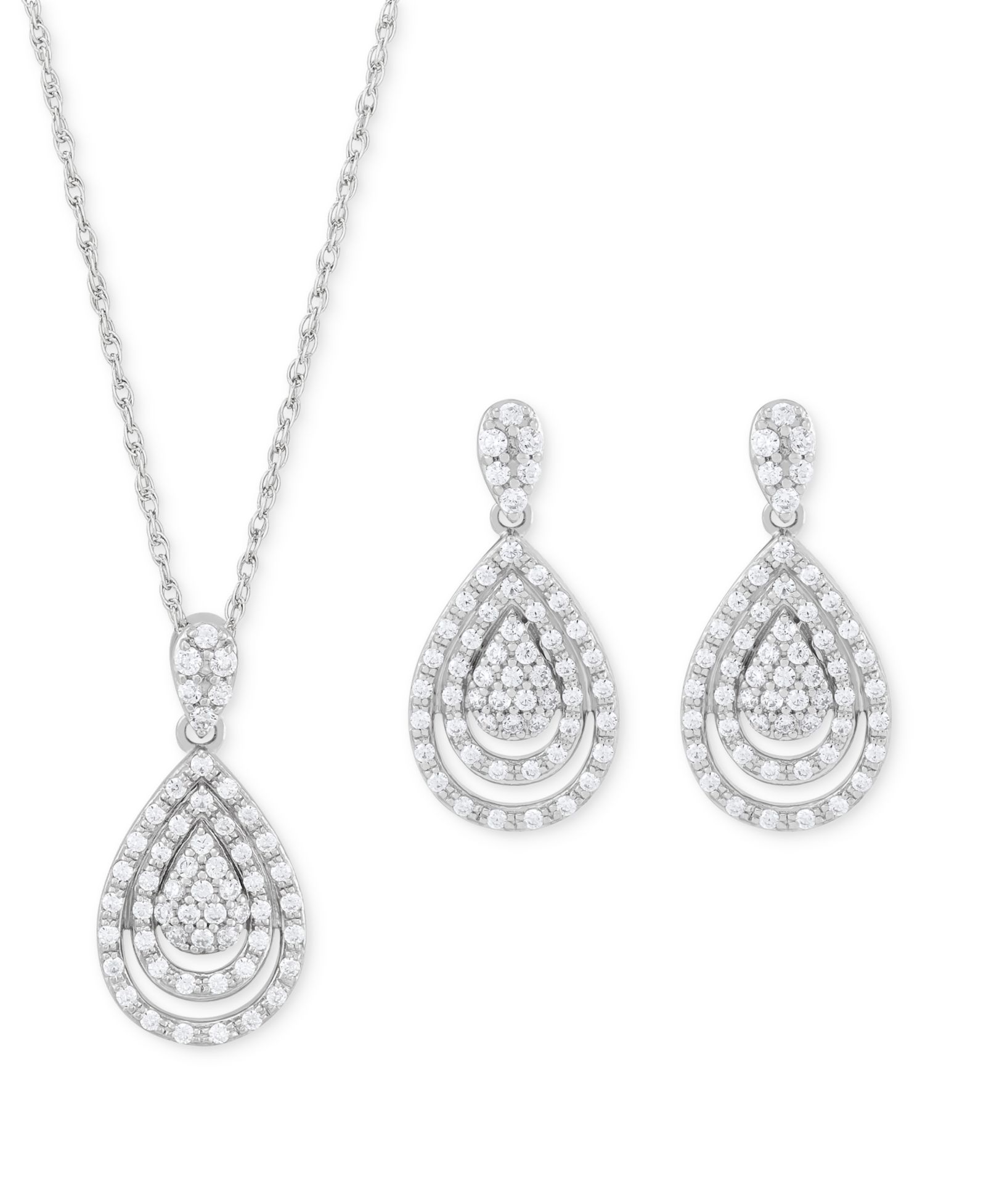 Набор из 2 предметов: подвеска-кулон Diamond Teardrop и подходящие серьги (1 ct. t.w.) из стерлингового серебра