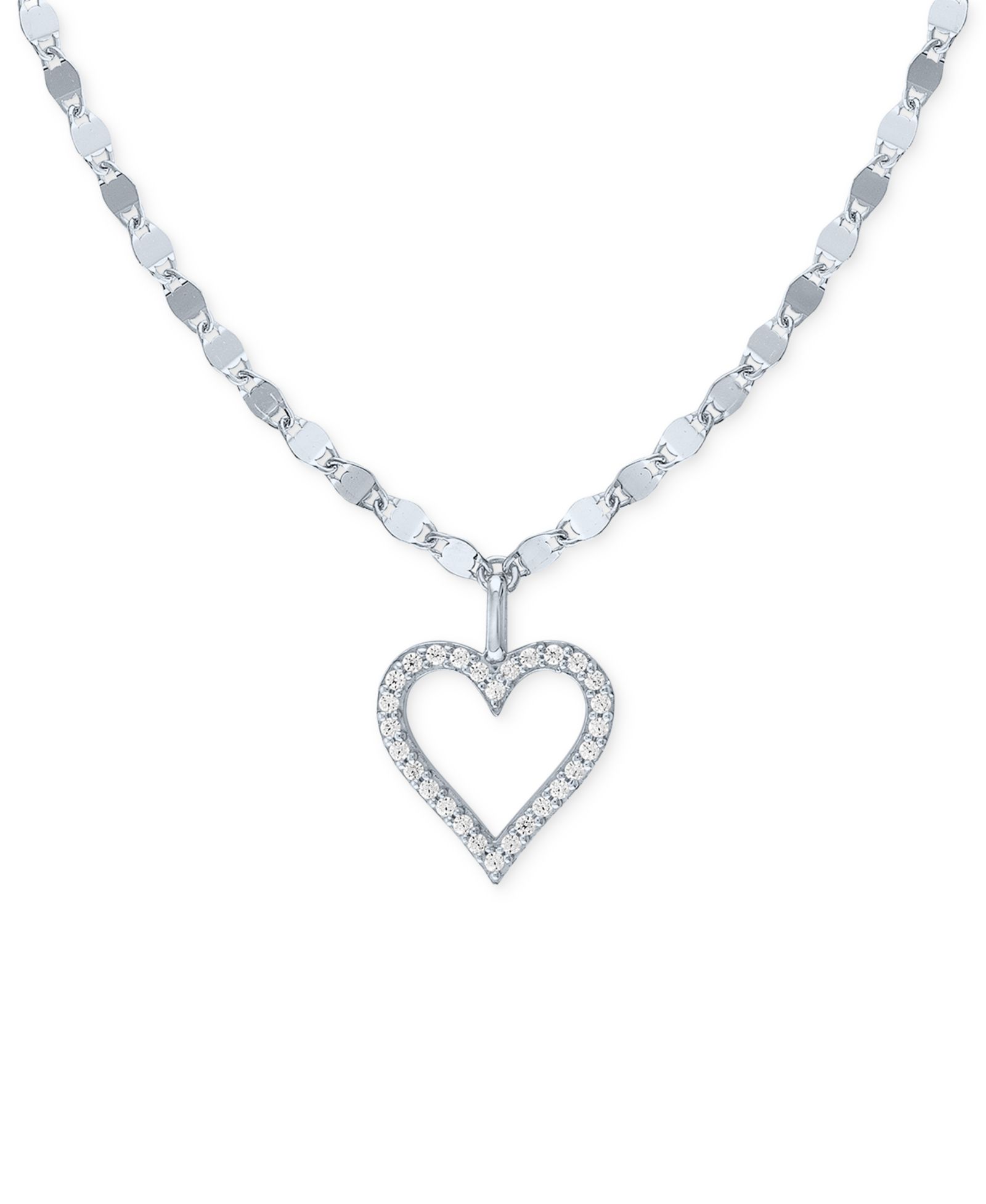 Macy's подвеска-кулон Open Heart 18" (1/10 ct. t.w.) в стерлинговом серебре или позолоченном серебре