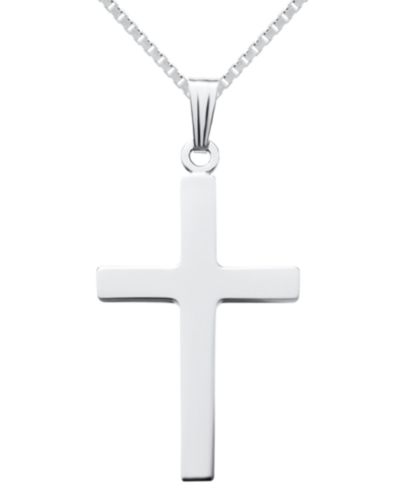 Подвеска Macy's Classic Polished Cross 18" в Sterling Silver
