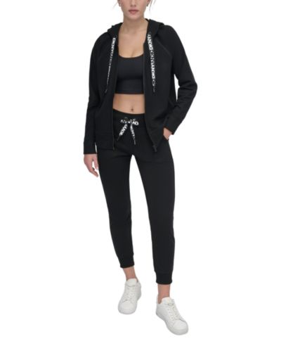 DKNY Sport Women's Two-Tone Zip-Front Long-Sleeve Hoodie