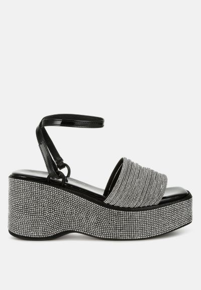 London Rag Women's Swifties Rhinestone Embellished Lace-Up Sandals