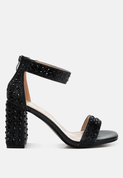 Cady Rhinestones And Sequins Block Sandals Women