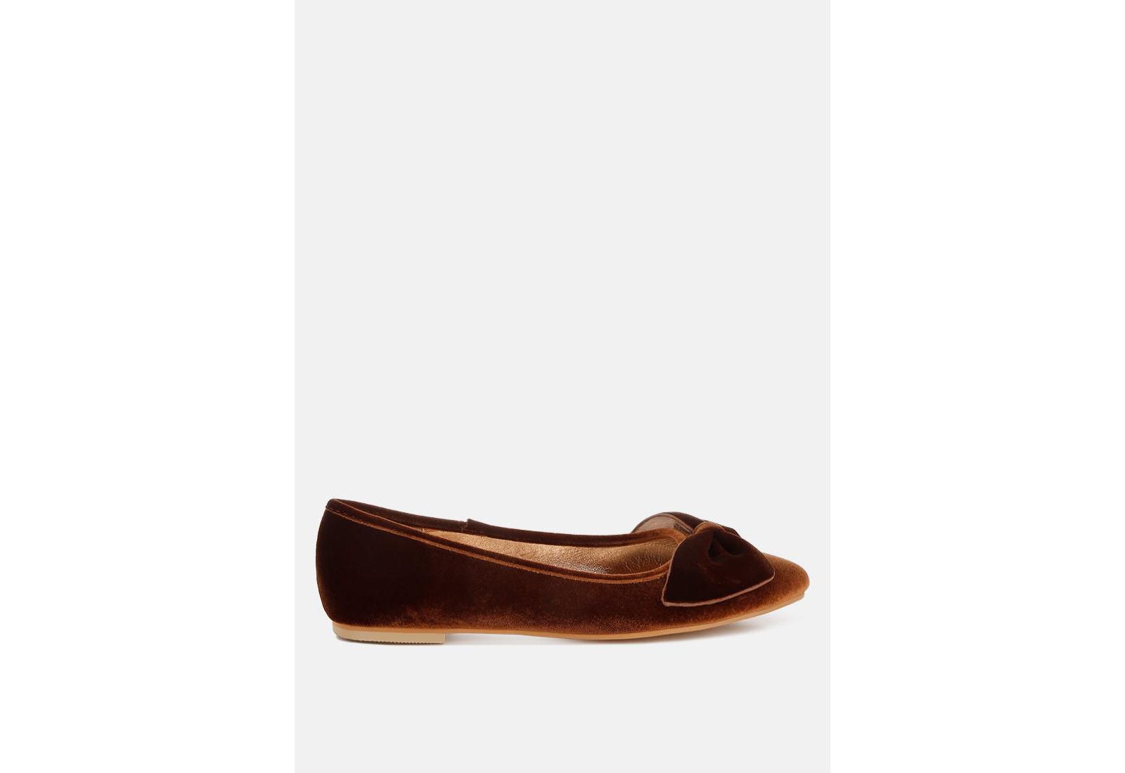 Rag and Co Womens Pothos Luxurious Velvet Bow Ballerinas