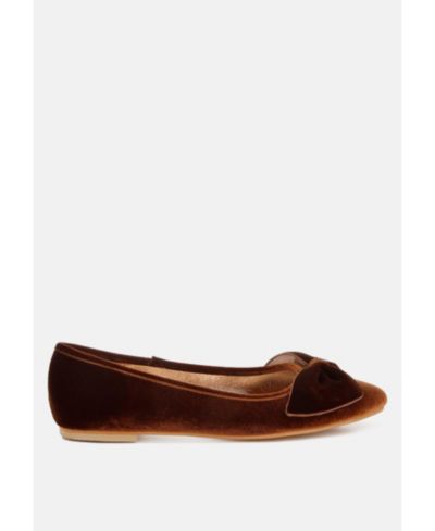 Rag and Co Womens Pothos Luxurious Velvet Bow Ballerinas