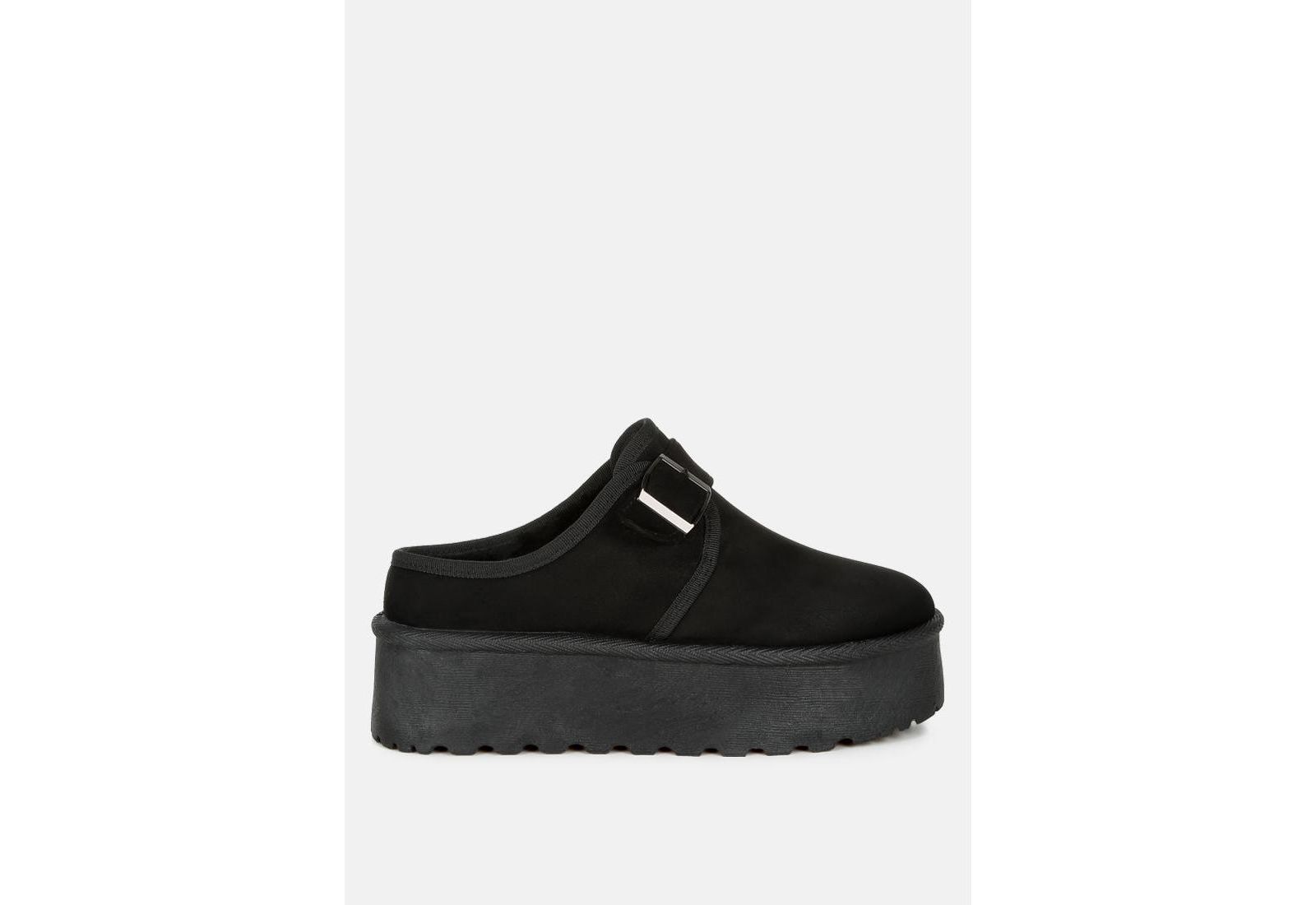 London Rag Mayfield Buckle Strap Faux Fur Platform Classic Slip-On