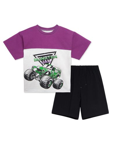 Детский комплект одежды Monster Jam Boys Grave Digger: трикотажная футболка и шорты из футера