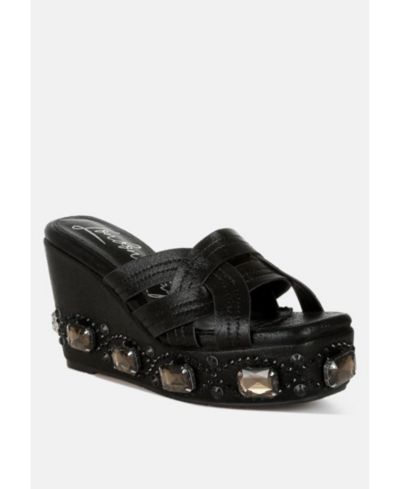 London Rag Women's Blistronic Chunky Diamante and Rhinestone Cut-Out Sandals