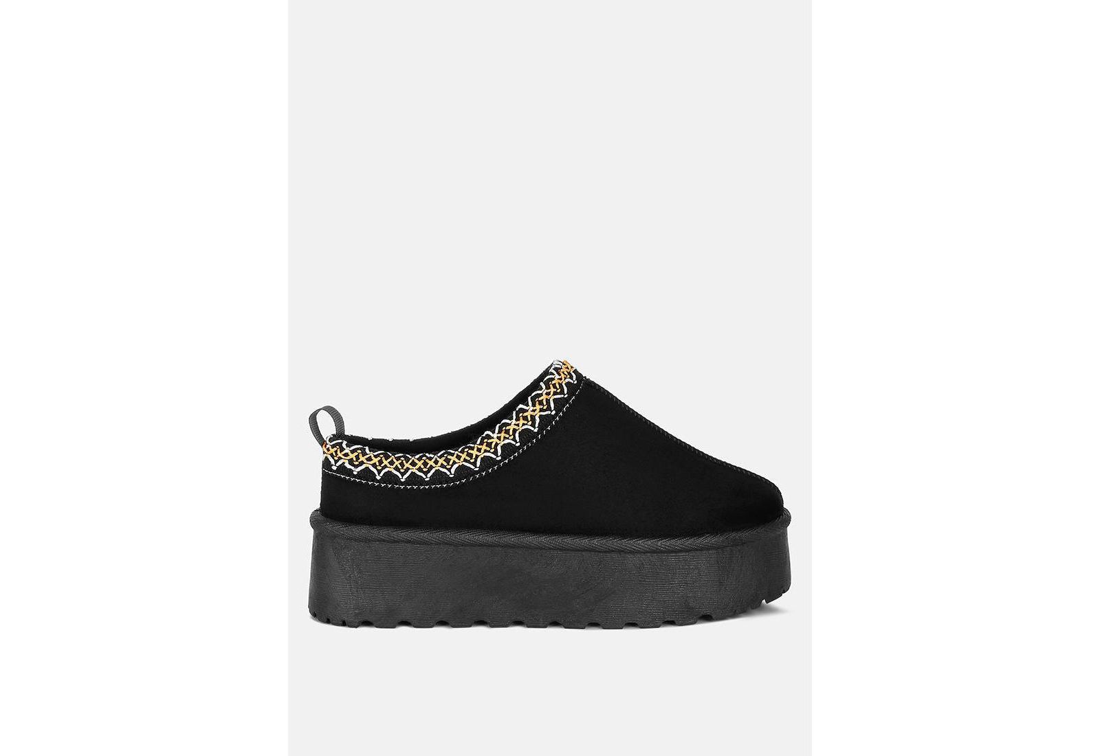 Struter Embroidered Platform Faux Fur Classic Slip-On