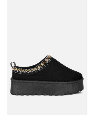 Struter Embroidered Platform Faux Fur Classic Slip-On