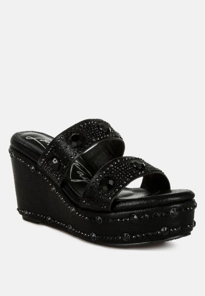 London Rag Womens Iki Diki Rhinestone and Diamante Wedge Sandals