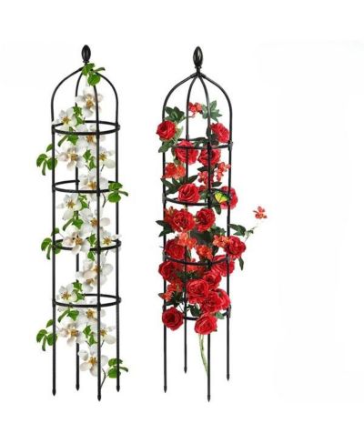 2-Pack Garden Obelisk Trellis Rustproof Tower for Climbing Plants, Flowers & Vegetable Support