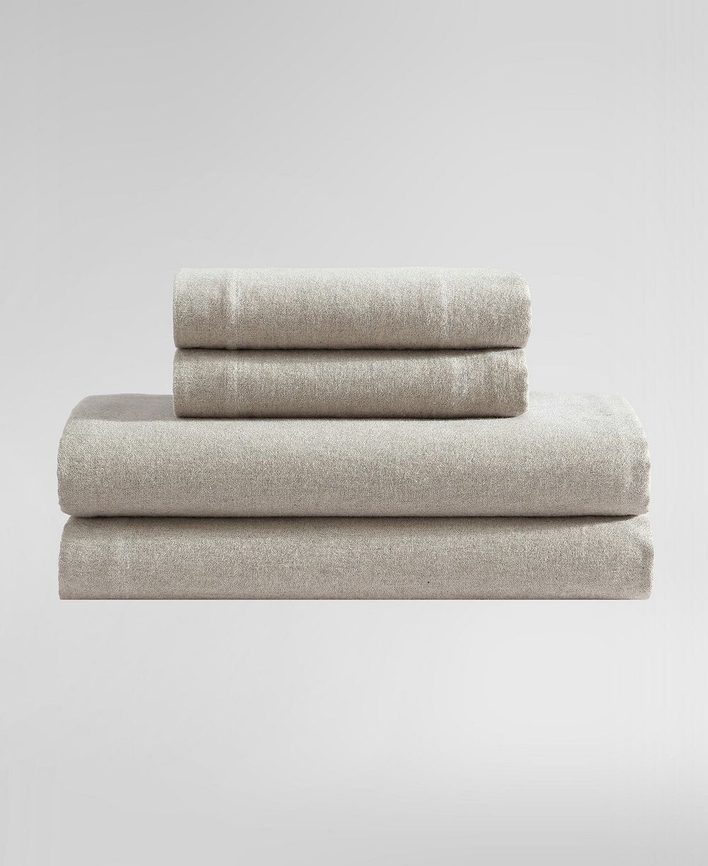 Calvin Klein Mélange Cotton Flannel 4 Piece Sheet Set, Queen