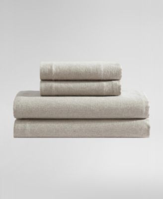 Calvin Klein Melange Cotton Flannel 4 Piece Sheet Set, King
