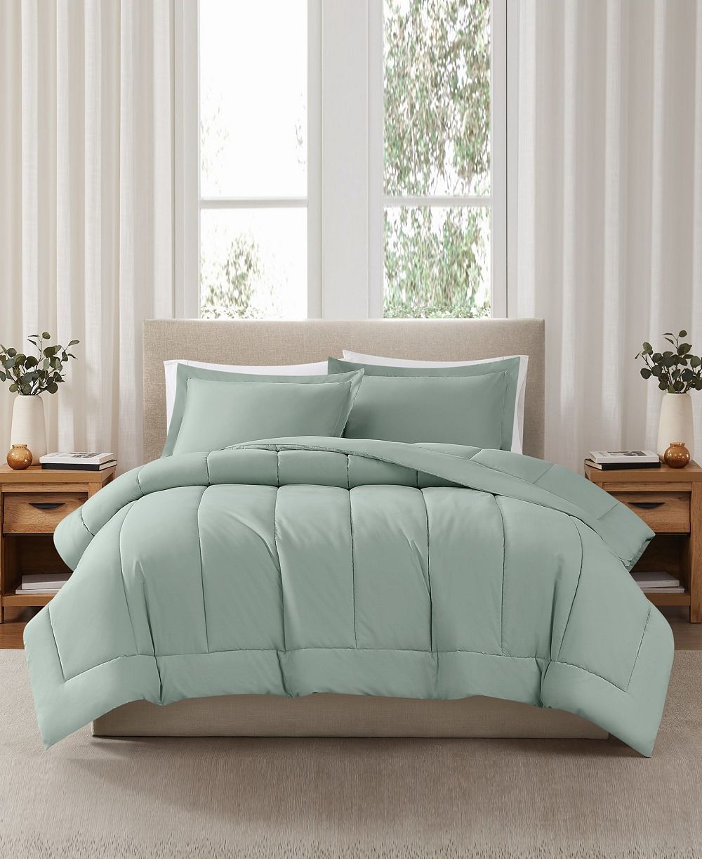 Brooklyn Loom Solid Cotton Percale 3-Pc. Comforter Set, Full/Queen