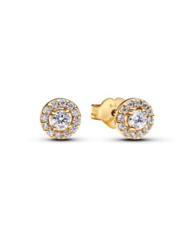 Pandora Gold-Plated Round Pavé Halo Stud Earrings