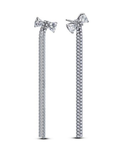 Серьги Pandora Sterling Silver Pavé Bow Drop