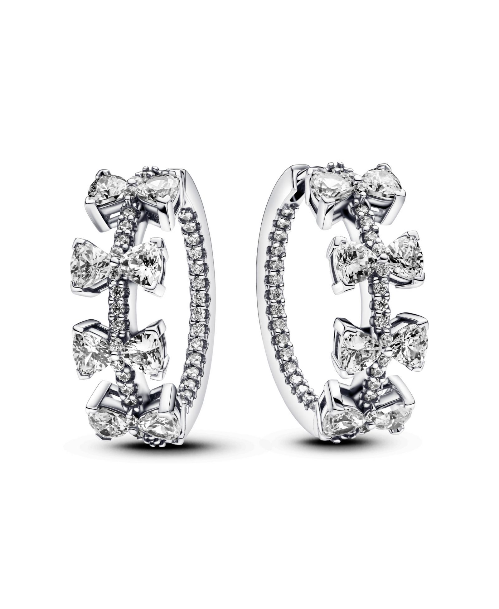 Серьги-кольца Pandora Sterling Silver Sparkling Bow Row Hoop
