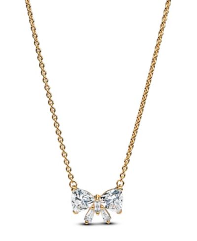 Pandora золотая подвеска Sparkling Bow с напылением