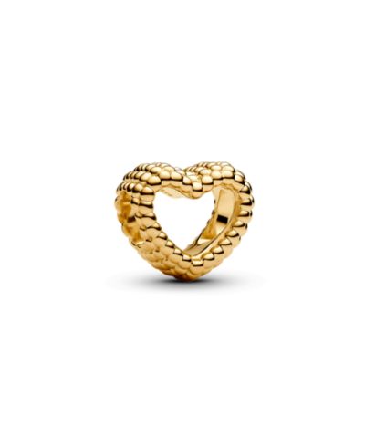 Подвески Pandora Gold-Plated Beaded Open-Heart Charms