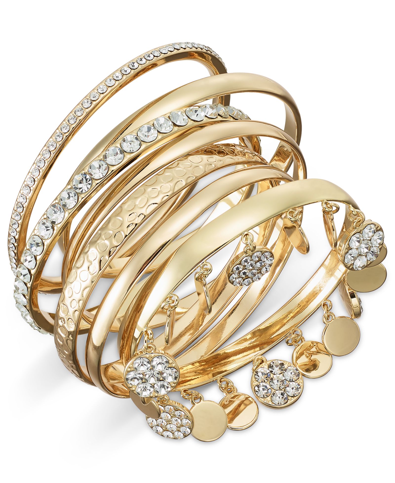 I.N.C. International Concepts Gold-Tone 6-Pc. Set Crystal Bangle Bracelets, Exclusively at Macy's