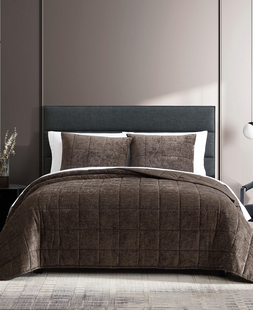 Комплект из 3 покрывал Vera Wang Chenville Box Solid, Queen