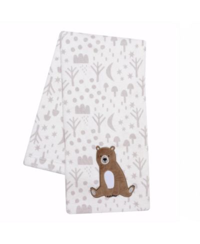 Bedtime Originals Мягкое флисовое детское одеяло Sleepytime Bear, бело-коричневое