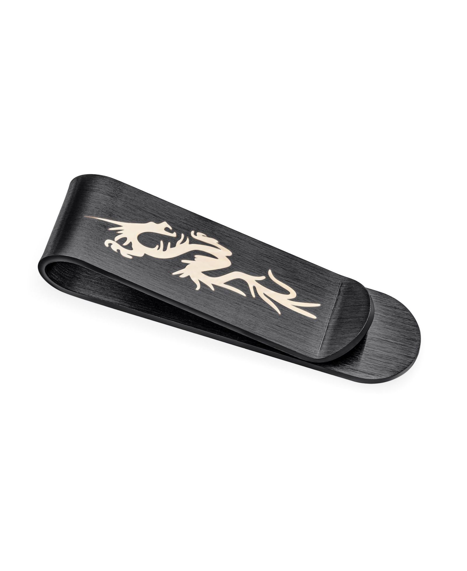 Bling Jewelry Зажим для денег Two Tone Dragon из нержавеющей стали Silver Tone Black IP