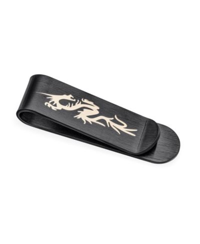 Bling Jewelry Зажим для денег Two Tone Dragon из нержавеющей стали Silver Tone Black IP