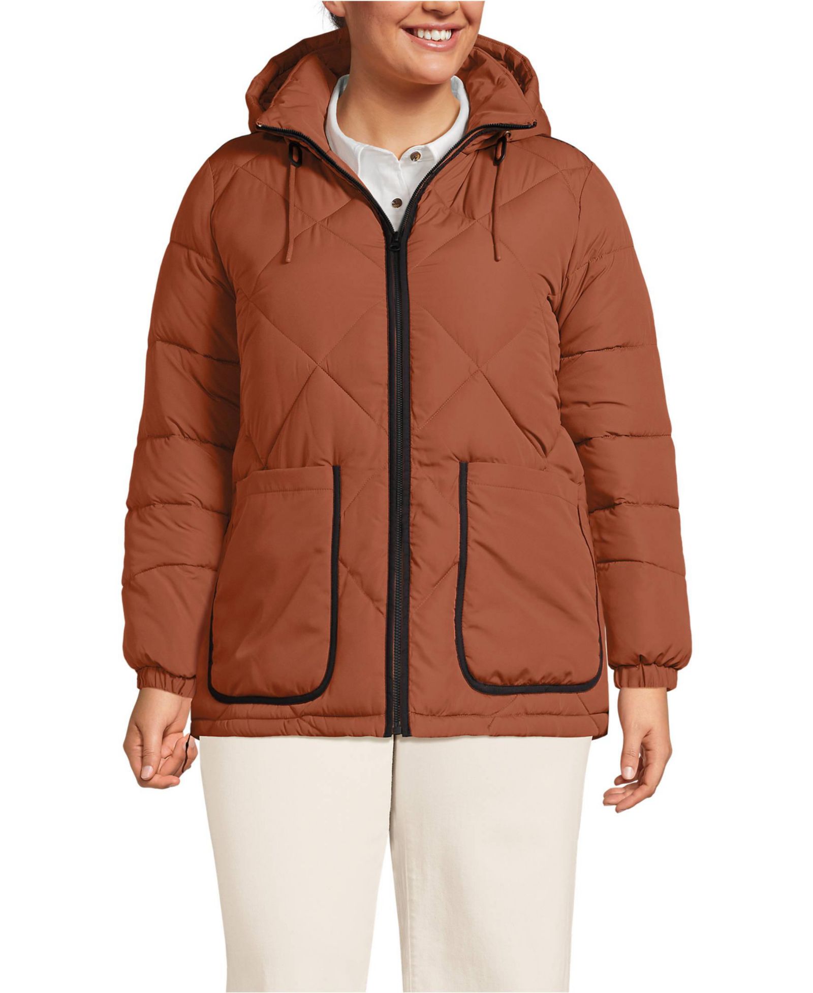 Женская утепленная куртка Lands' End Plus Size FeatherFree Insulated Diamond Quilted