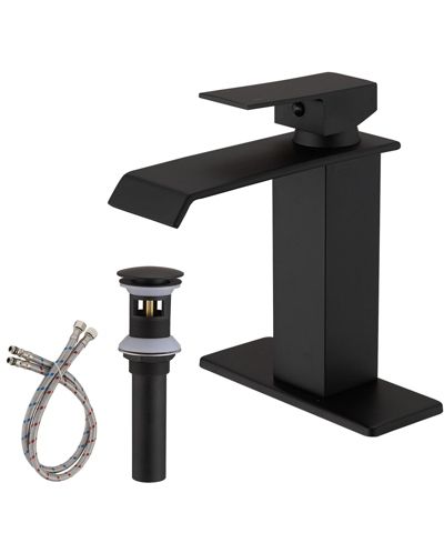 Waterfall Single Hole Single-Handle Low-Arc Bathroom Faucet с Pop-up Drain Assembly в Matte Black