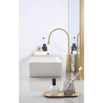 Streamdale Furniture Ceramic Farmhouse Bathroom Sink with Trim