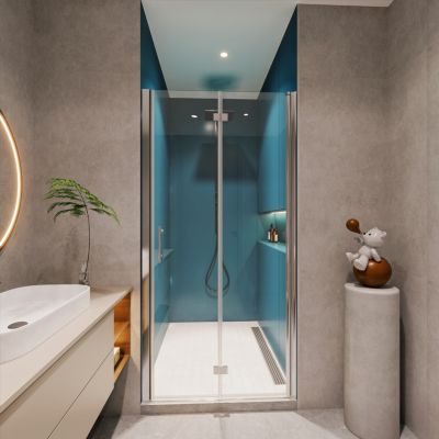 1 3/8" adjustment, universal pivot shower door, with 1/4" tempered glass